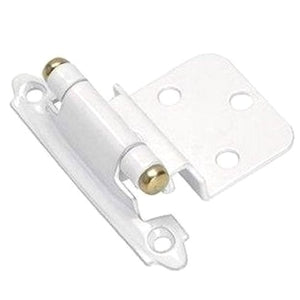 Pair of Amerock BP7128-W3 White with Brass Stem Self-Closing 3/8" Inset Hinges