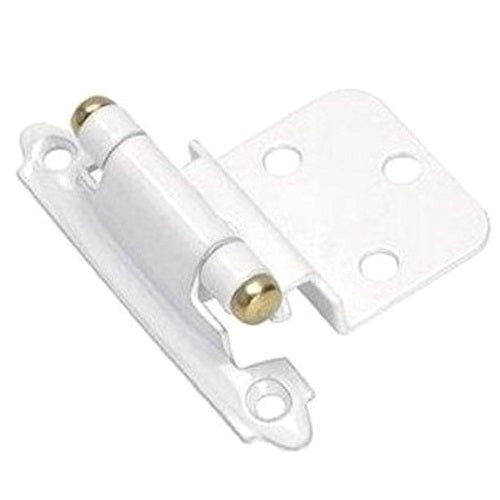 Pair of Amerock BP7128-W3 White with Brass Stem Self-Closing 3/8" Inset Hinges