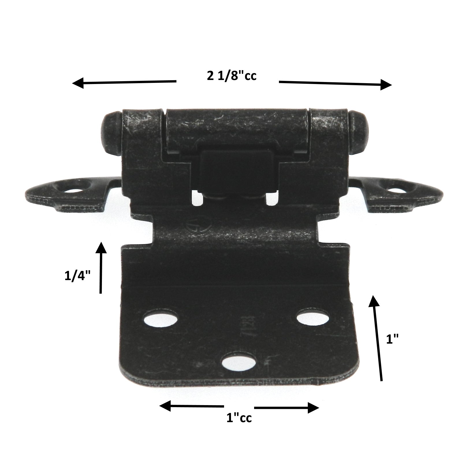 Pair of Amerock Wrought Iron Cabinet Hinges 3/8" Inset Self-Closing BP7128WI