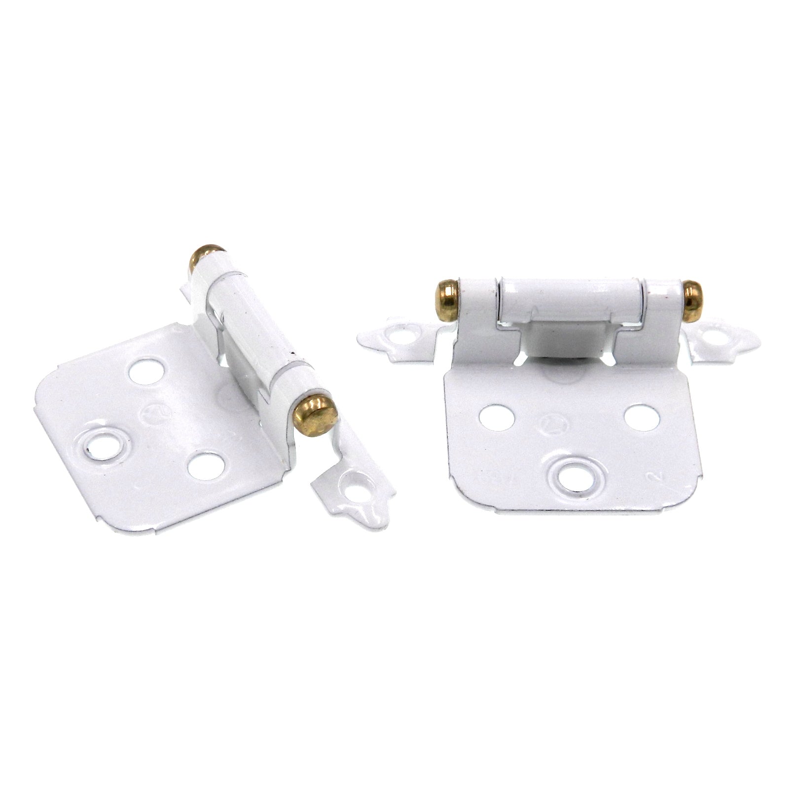 Pair of Amerock White Self-Closing Variable Overlay Cabinet Hinges BP7139-W3