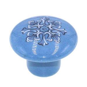 Amerock BP725A-CB1 Blue with Gray Design 1 3/8" Round Ceramic Cabinet Knob Pulls