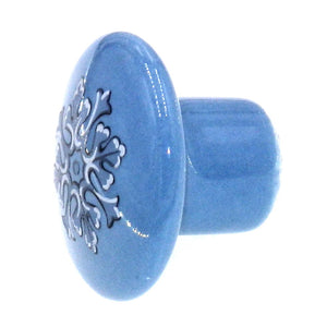 Amerock BP725A-CB1 Blue with Gray Design 1 3/8" Round Ceramic Cabinet Knob Pulls