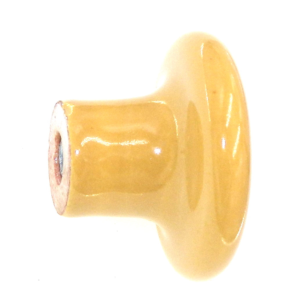 Vintage Amerock Ceramic Yellow 1 1/4" Round Cabinet Knob BP725A-HG