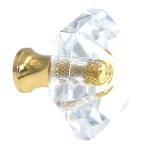 Amerock Traditional Classics Crystal Polished Brass 1 3/16" Hexagon Cabinet Pull Knob BP733CS