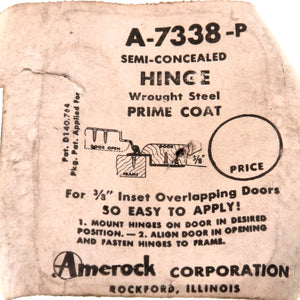 Pair of Amerock Prime Coat 3/8" Inset Hinges Non Self-Closing BP7338-P