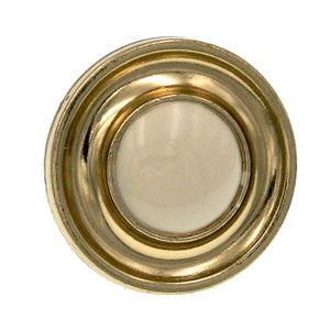 Amerock BP755-3A Polished Brass 1 1/4" Cabinet Knob with Almond Ceramic Center