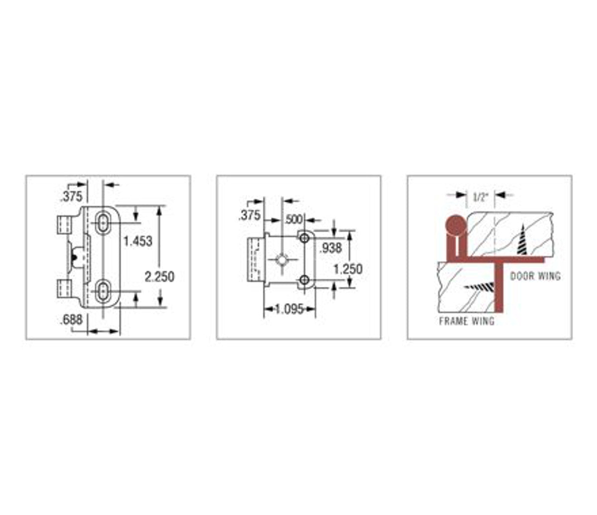 Amerock Face Mount Self-Closing Partial Wrap 1/2" Overlay Hinges BP7550-BB, 1 Pair