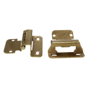 Pair Amerock Burnished Brass 1/4" Overlay Two Hole Partial Wrap Hinges BP7553-BB