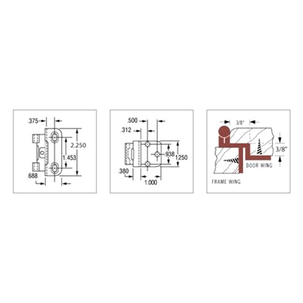 Par Amerock BP7565-G10 bisagras de níquel satinado con cierre automático y envoltura parcial de 3/8"