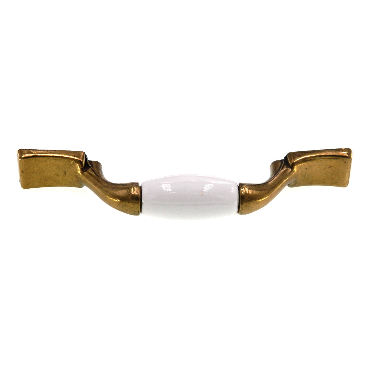 Amerock Royal Family Antique Brass White Ceramic 3" CTC Cabinet Pull BP76240-WB
