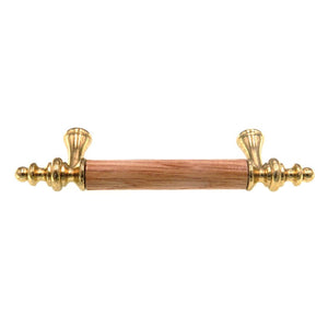 Amerock Royal Family Polished Brass 3"cc Handle Pull Oak Wood Center BP76242-O3