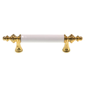 Amerock Royal Polished Brass, White 3" CTC Cabinet Arch Pull Handle BP76242-W3