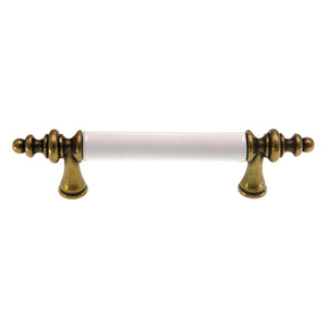 Amerock Royal Polished Brass, White 3" CTC Cabinet Arch Pull Handle BP76242-WB