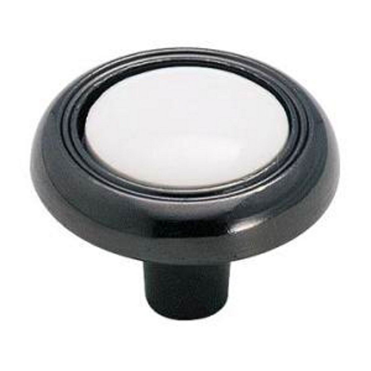 Amerock BP76244-BNW Pomo para gabinete de níquel negro de 1 1/4 pulgadas con centro de cerámica blanca
