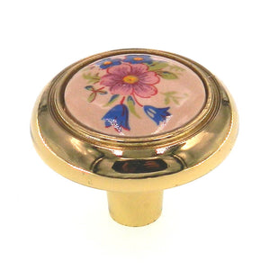 Amerock Polished Brass, Floral Almond Center 1 1/4" Cabinet Knob BP76244-FAL3