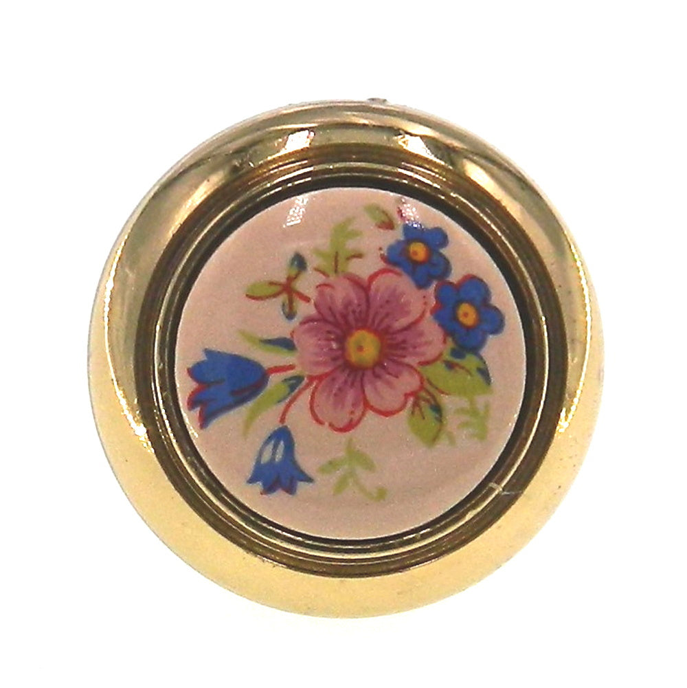 Amerock BP76244-FAL3 - Pomo para gabinete (latón pulido, centro floral de almendra, 1 1/4 pulgadas)