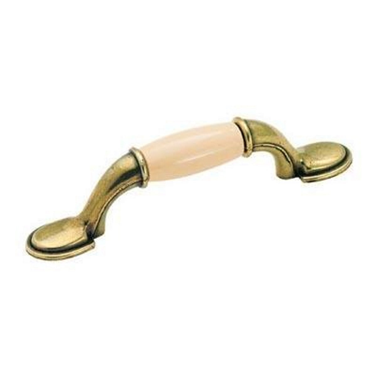 Amerock BP76245-ALB-Antique Brass 3"cc Cabinet Pull w/Almond Ceramic Center