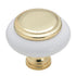 10 Pack Amerock BP76246-W3 White Ceramic 1 1/4" Cabinet Knob with Brass Center