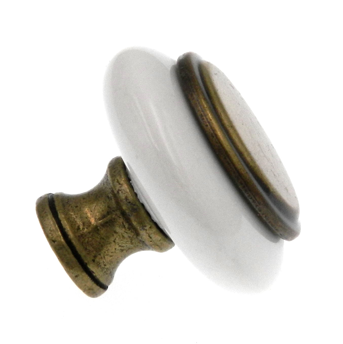 Amerock Royal Burnished Brass White Center 1 1/4" Cabinet Knob Pull BP76246-WB