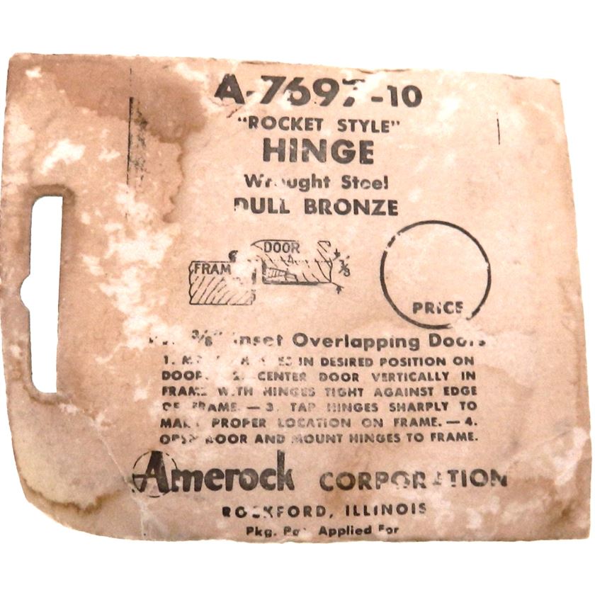 Pair Amerock Dull Bronze Partial Wrap Hinges 3/8" Inset Bullet Tip BP7697-10