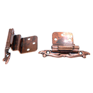 Pair Amerock Machine Antique Copper 3/8" Inset Hinges Self-Closing BP7728-MC