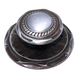 Vintage Amerock Carriage House Antique Silver 1 1/4" Knob, Backplate BP778-AS
