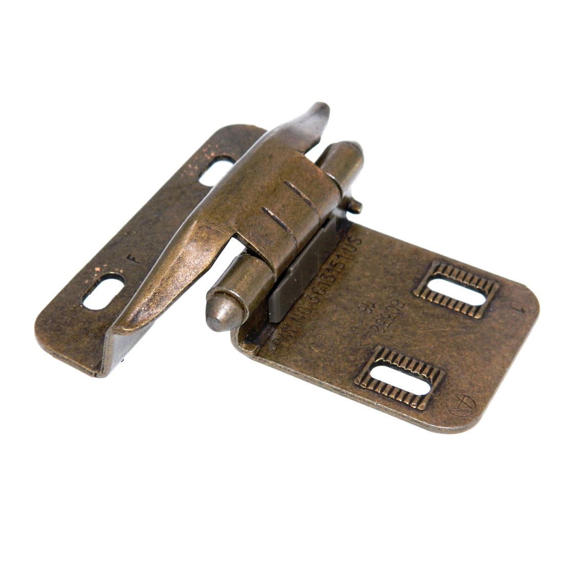 Pair Amerock Brass Partial Wrap Hinges 3/8" Overlay Bullet Tip BP79880-BT