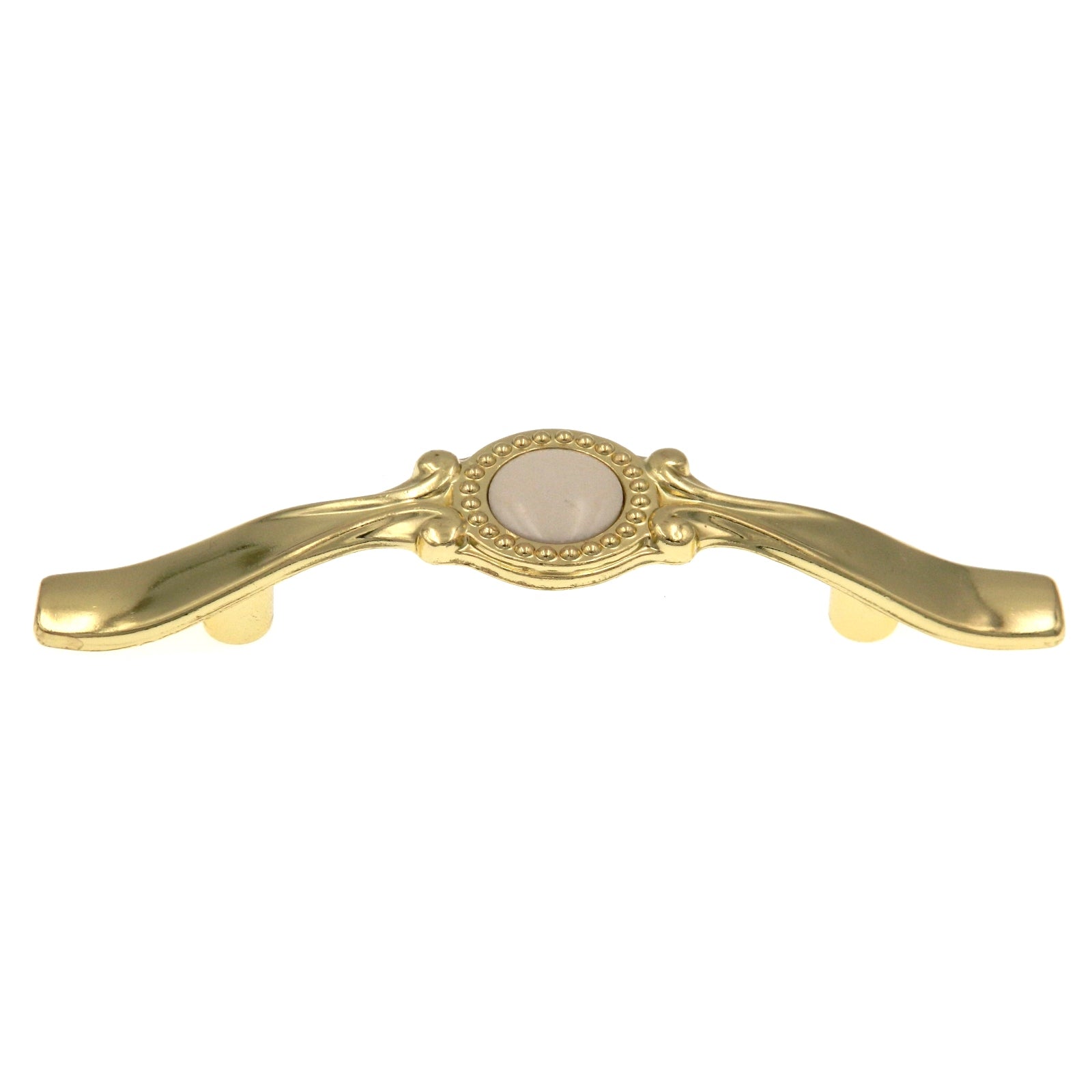 Amerock Classics Polished Brass 3" Ctr Arch Cabinet Pull White Center BP861-3