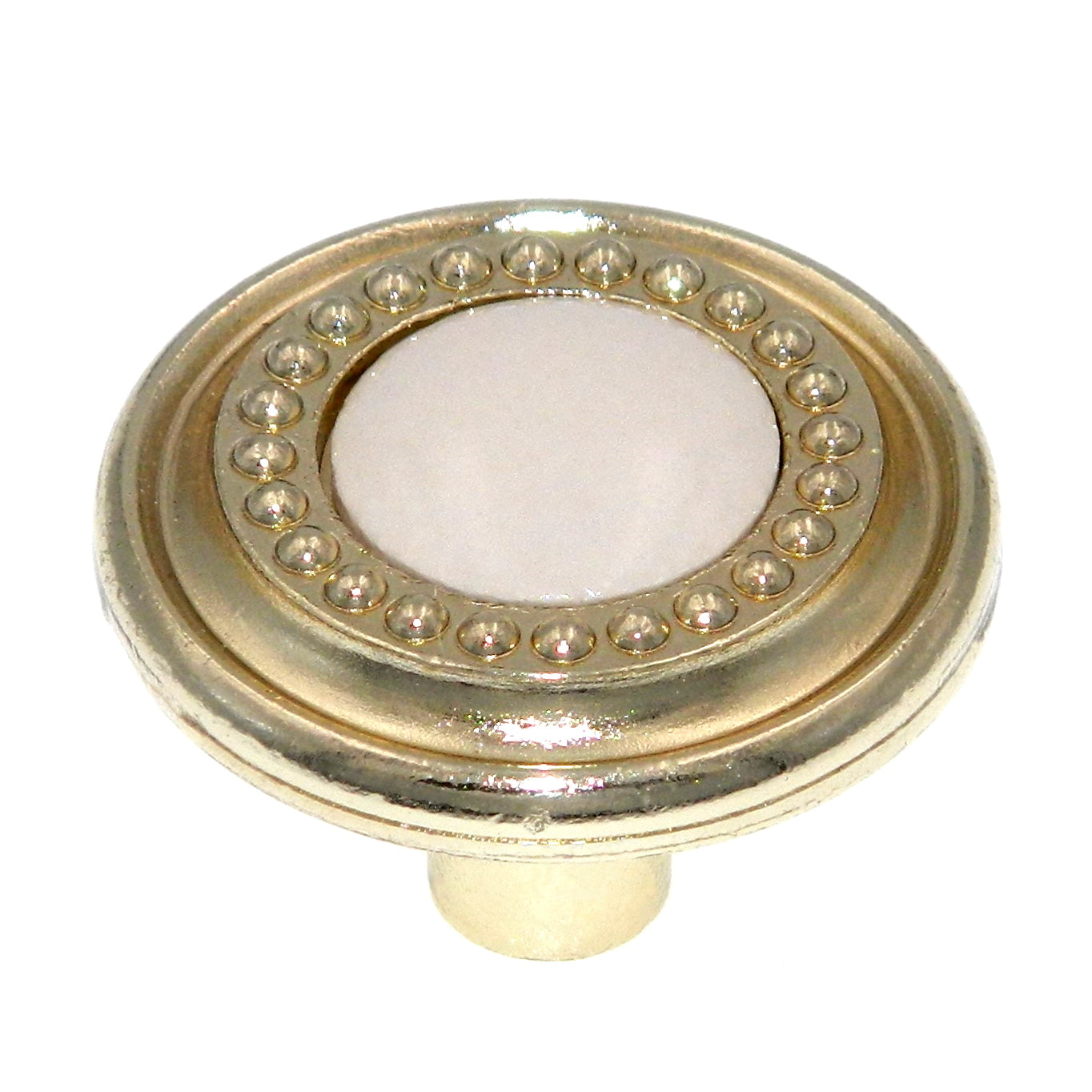 Amerock Traditional Classics 1 1/4" Polished Brass Round Beaded Cabinet Porcelain Knob BP862-3