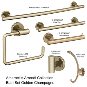 Amerock New Arrondi 5-Piece Bath Accessory Set Golden Champagne Towel Bars Ring TP Holder Hooks 