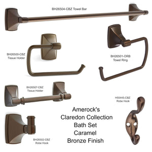 Amerock New Claredon 6-Piece Bath Accessory Set Caramel Bronze Towel Bars Ring TP Holders Hook 