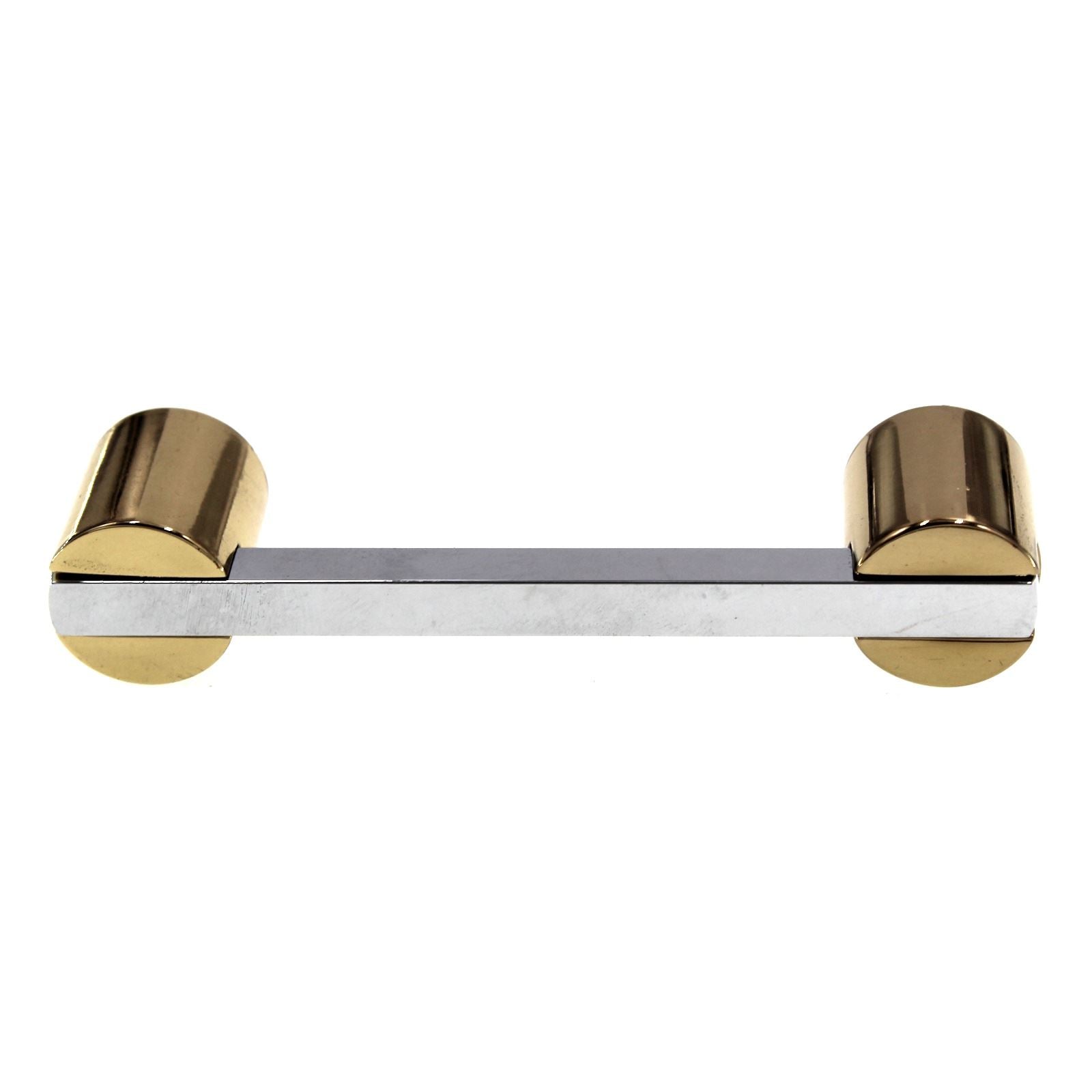 Period Brass Cabinet Pull 3" Ctr Two-Tone Polished Chrome Solid Brass C133