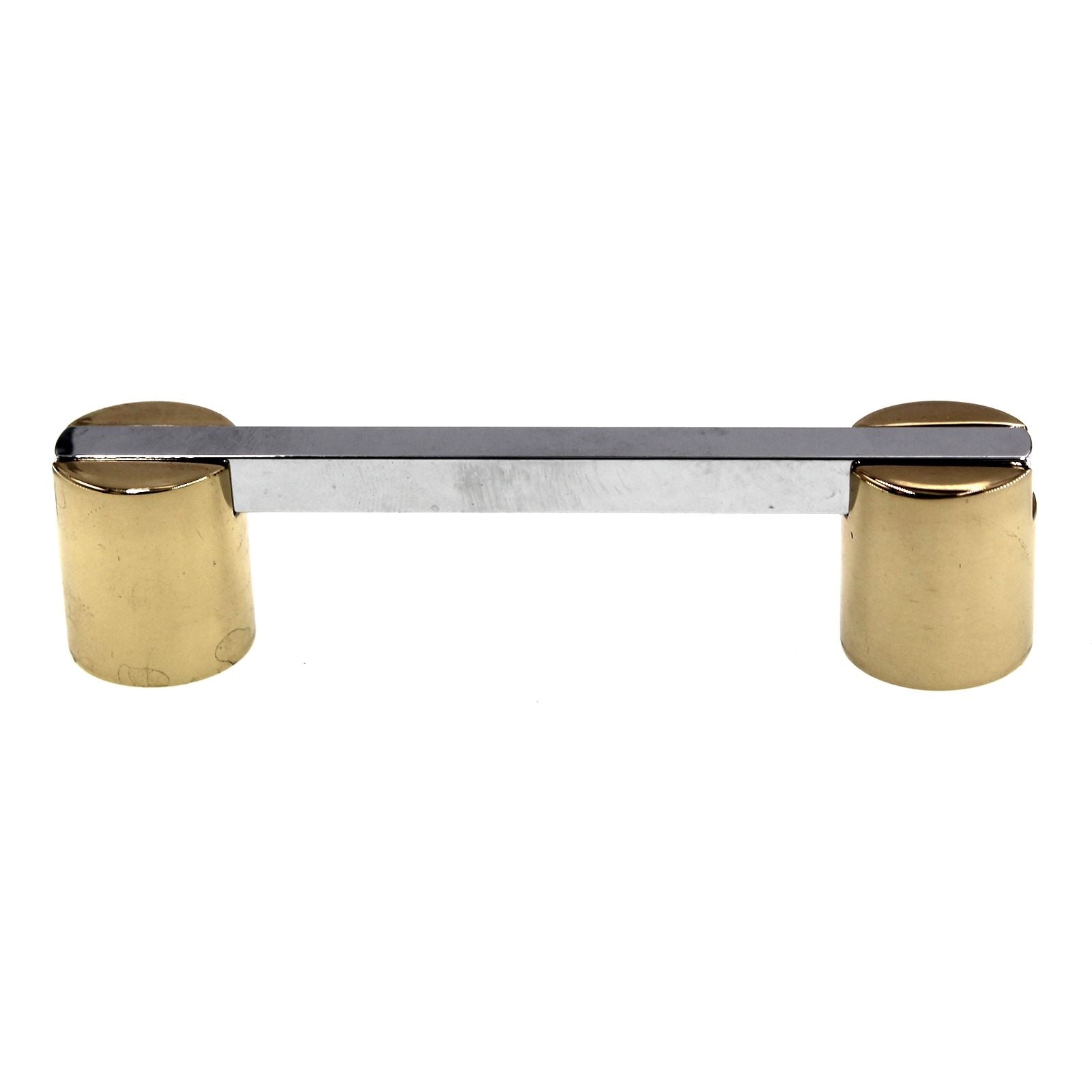 Period Brass Cabinet Pull 3" Ctr Two-Tone Polished Chrome Solid Brass C133
