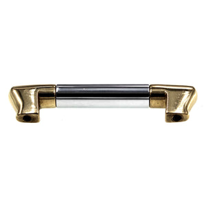 Period Brass Cabinet Pull 3" Ctr Two-Tone Polished Chrome Solid Brass C139