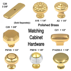 2 Pack Hickory P14255-3 Polished Brass 1 1/8" Round Cabinet Knob Pull Conquest