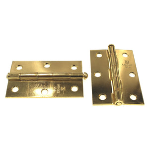 Lawrence Brothers 3" x 2" Loose Pin Narrow Hinges Bright Brass 2 Pack C820S-BB
