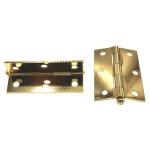 Lawrence Brothers 3" x 2" Loose Pin Narrow Hinges Bright Brass 2 Pack C820S-BB