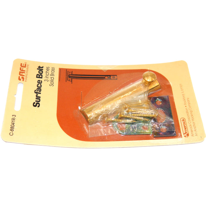 Amerock Solid Brass 3" Sliding Surface Bolt Door Lock C88041R-3
