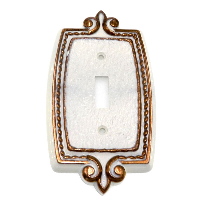 Vintage Amerock Bonaventure pared interruptor de luz única placa Regency blanco 8881-RW