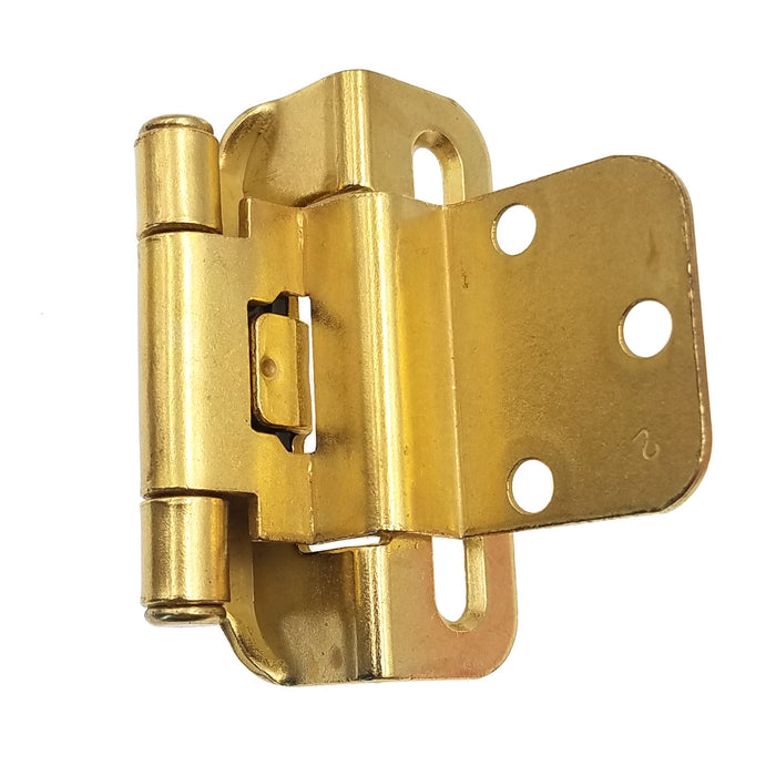 Pair Amerock BP7565-3 Self-Closing Partial-Wrap 3/8" Inset Polished Brass Hinges