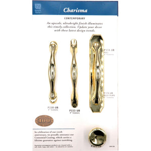Hickory Hardware Polished Accents Brass 3"cc Cabinet Handle Backplate P370-UB