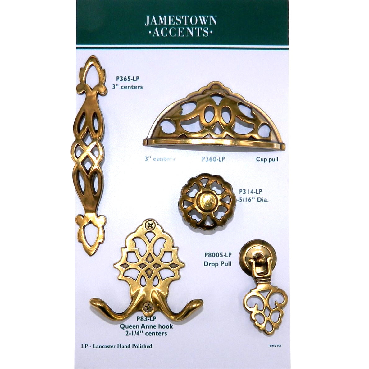 Belwith Queen Anne Lancaster Hand Polished 3" Ctr. Drawer Cup Pull P36