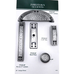 Belwith Hickory Hardware Antique Pewter Arts & Crafts Rectangular Cabinet Knob Backplate P7529-AP