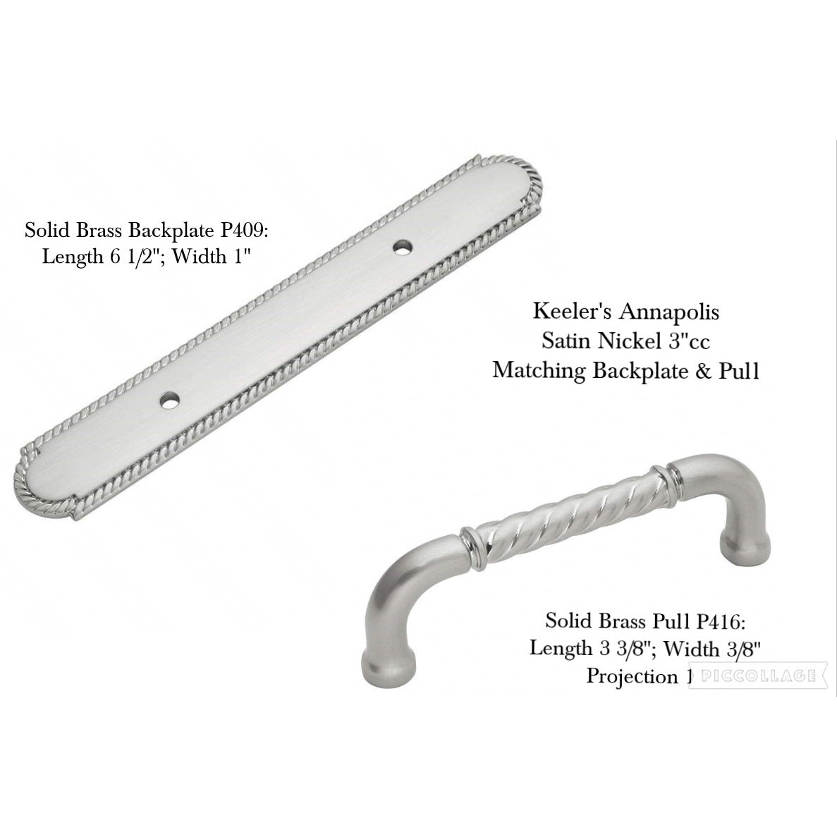 Keeler Annapolis gabinete de níquel satinado 3 "cc tirador P416