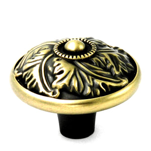 D3-06 Winchester Brass 1 1/2" Solid Brass Cabinet Knob Pulls Hickory Acanthus