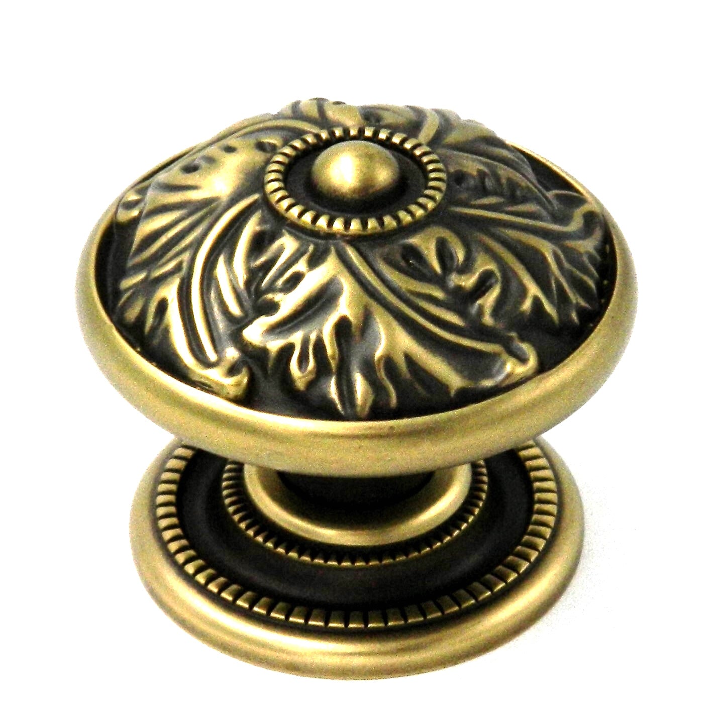 D3-06 Winchester Brass 1 1/2" Solid Brass Cabinet Knob Pulls Hickory Acanthus