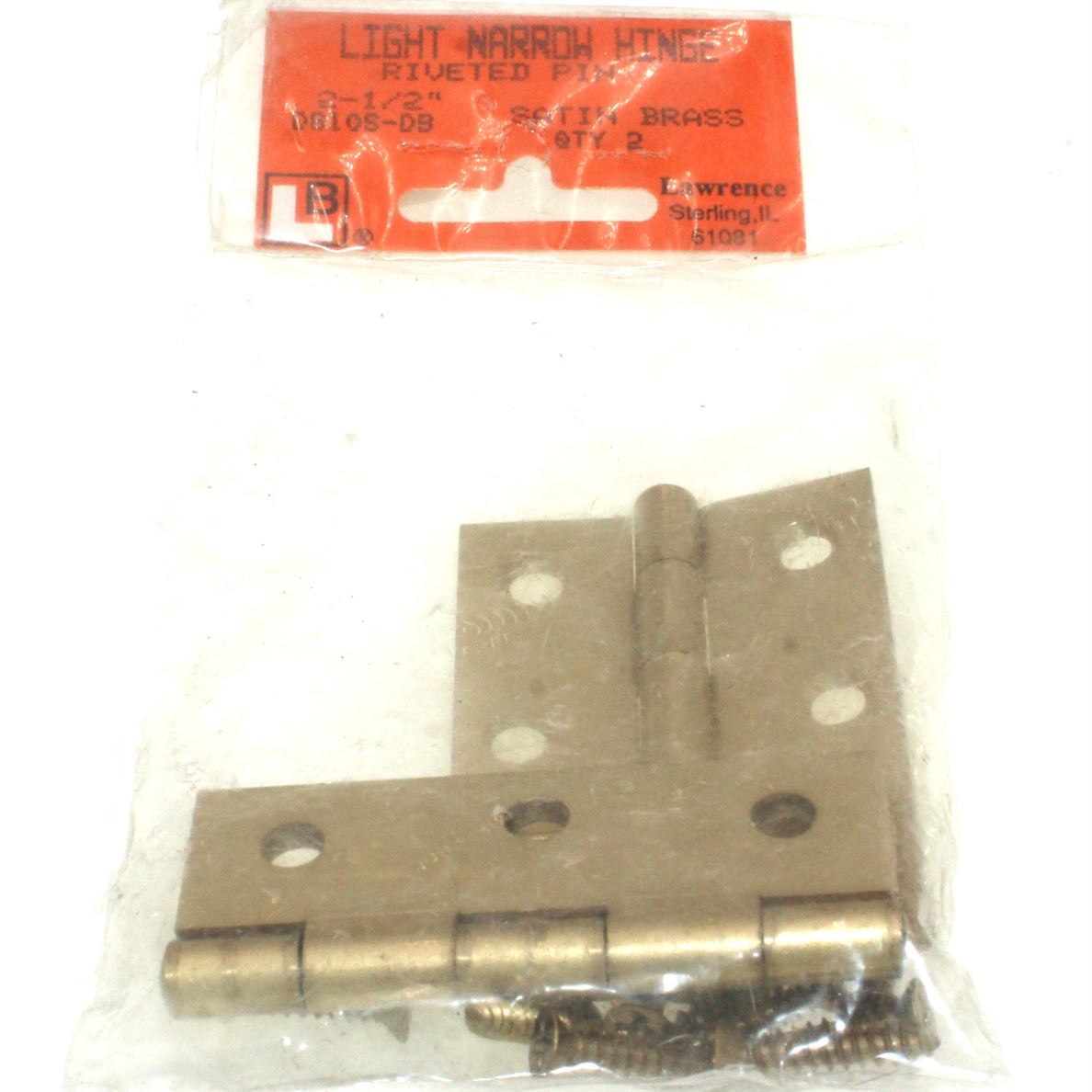 Lawrence Brothers 2 1/2" x 1 3/4" Riveted Pin Narrow Hinges 2 Pack D810S-DB