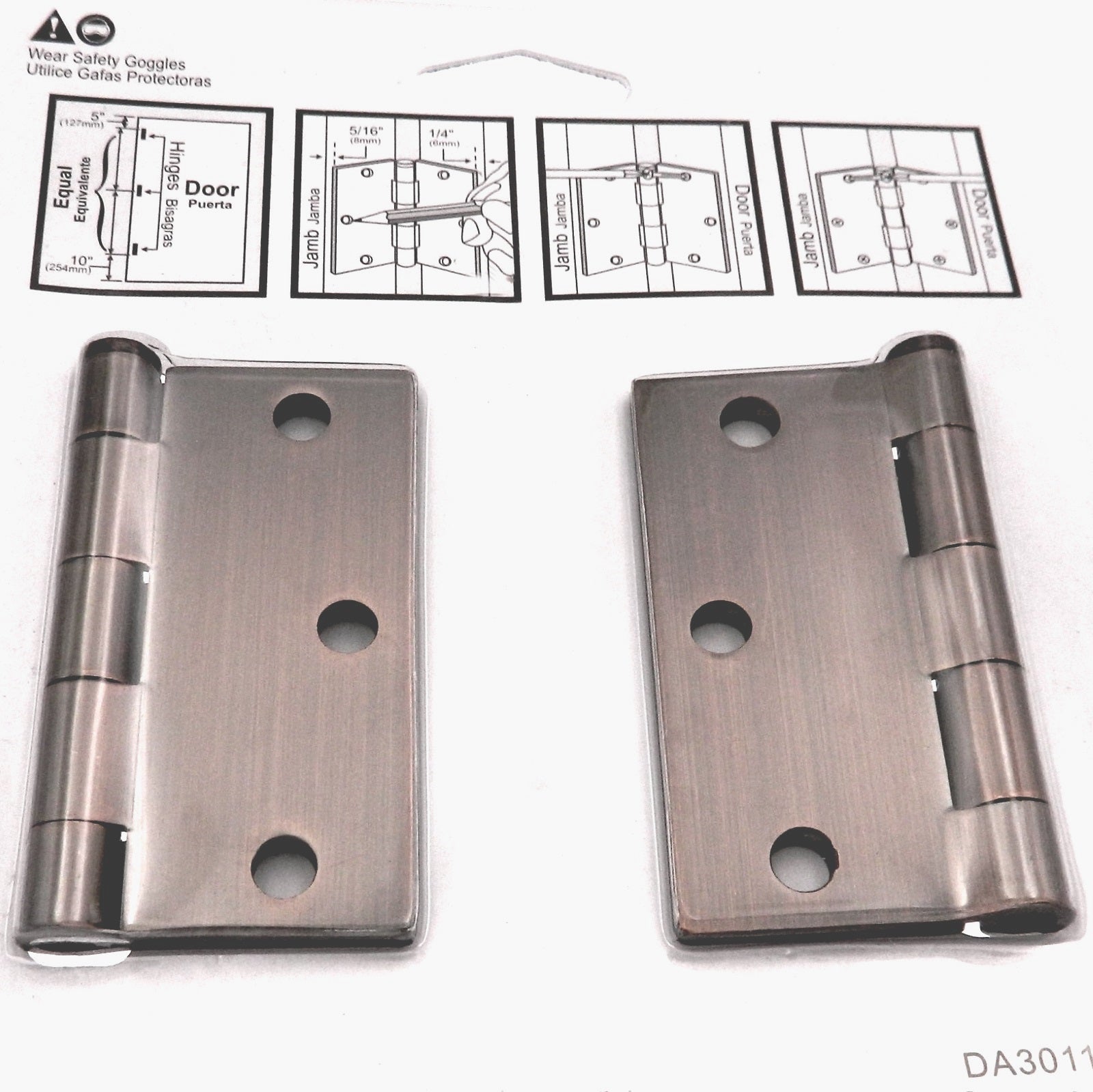 Paquete de 3 bisagras de puerta Warwick de 3", esquina cuadrada, bronce aceitado DA3011BZ