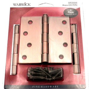 3 Pack Warwick 4" Door Hinge, Square Corner, Oil-Rubbed Bronze DA3015BZ
