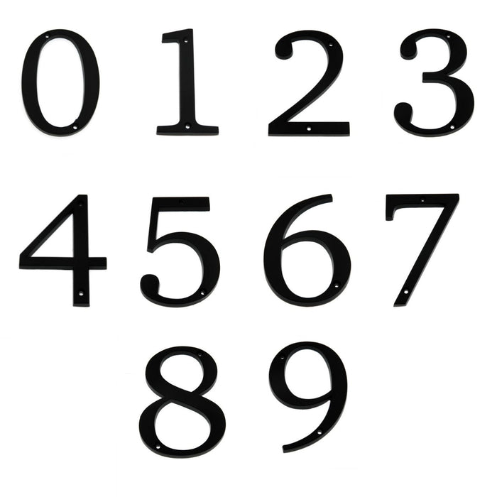 Números de dirección de casa de montaje empotrado de metal negro de 4 pulgadas, fuente en negrita, fácil de leer